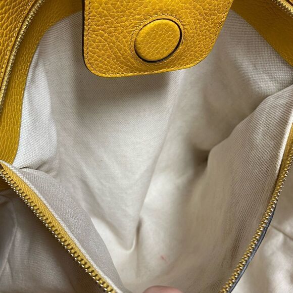 Gucci Authentic Mustard Pebbled Leather Large Swing Shopper Tote Bag - Picture 8 of 15